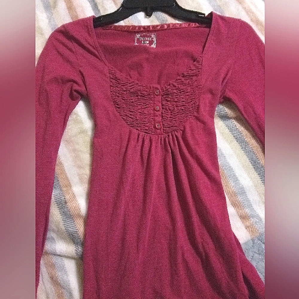 Decree Burgundy Long Sleeve Blouse